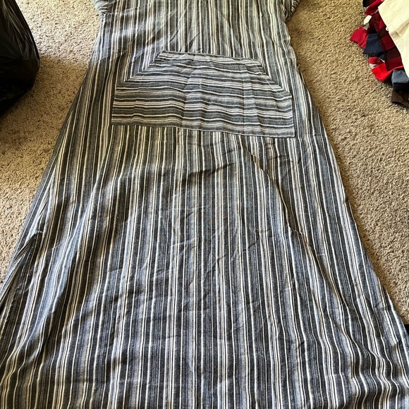 Zanzea Striped Maxi Dress - Black and White - Picture 1 of 3